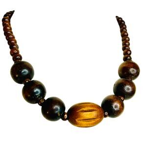 Vintage Natural Wood Beaded Necklace